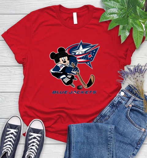 NHL Columbus Blue Jackets Mickey Mouse Disney Hockey T Shirt Women's T-Shirt 9