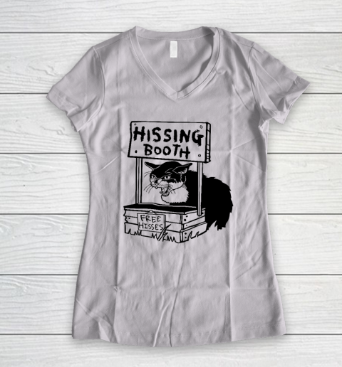 Hissing Booth Kitten Kitty Cat Furmom Furdad Funny Women's V-Neck T-Shirt