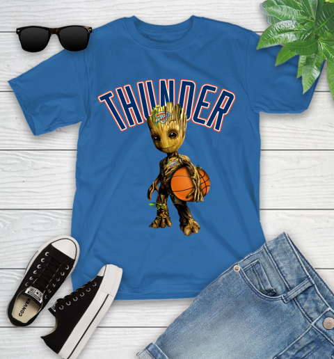 Oklahoma City Thunder NBA Basketball Groot Marvel Guardians Of The Galaxy Youth T-Shirt 9