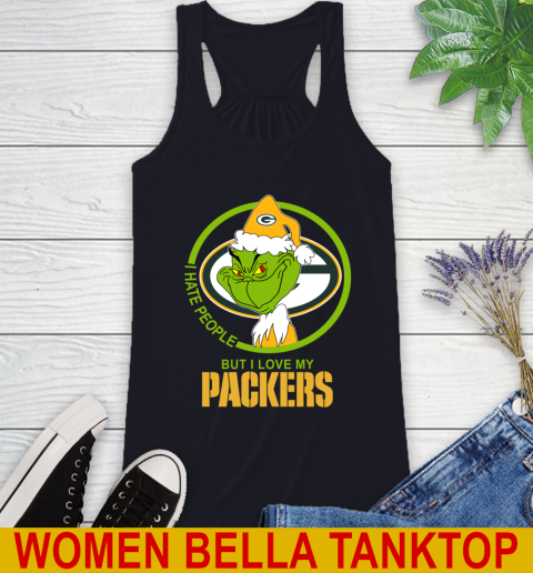 Green Bay Packers NFL Christmas Grinch I Hate People But I Love My Favorite Football Team Racerback Tank 10