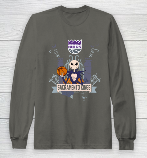 NBA Sacramento Kings Basketball Jack Skellington Halloween Long Sleeve T-Shirt 5