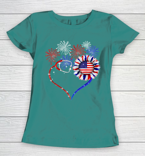 Patriotic Nurse 4th Of July American Flag Independence Day Women's T-Shirt 10