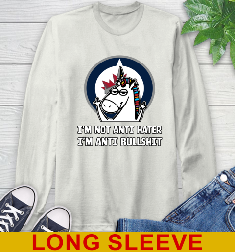 Winnipeg Jets NHL Hockey Unicorn I'm Not Anti Hater I'm Anti Bullshit Long Sleeve T-Shirt 12