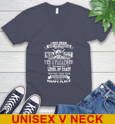 Colorado Avalanche NHL Hockey If You Mess With Me While I'm Watching My Team V-Neck T-Shirt - Image 8