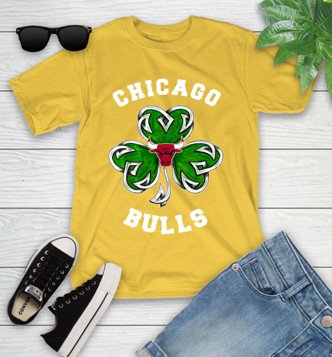 NBA Chicago Bulls Three Leaf Clover St Patrick's Day Basketball Sports Youth T-Shirt 10