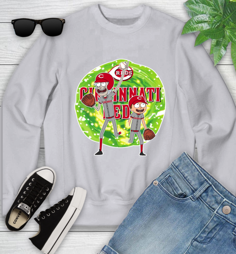 MLB Cincinnati Reds Rick And Morty Baseball Sports Youth Sweatshirt 4