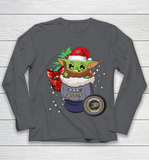 Anaheim Ducks Christmas Baby Yoda Star Wars Funny Happy NHL Youth Long Sleeve 8