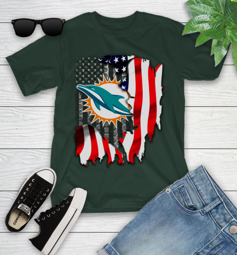 Miami Dolphins NFL Football American Flag Youth T-Shirt 5