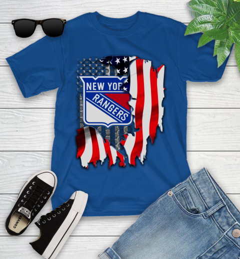 New York Rangers NHL Hockey American Flag Youth T-Shirt 12