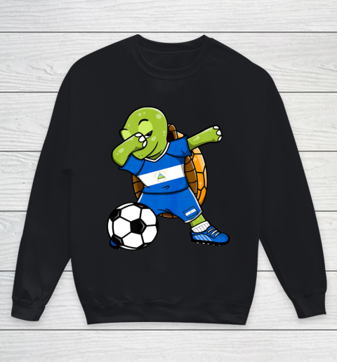 Dabbing Turtle Nicaragua Soccer Fans Jersey Flag Football Youth Sweatshirt