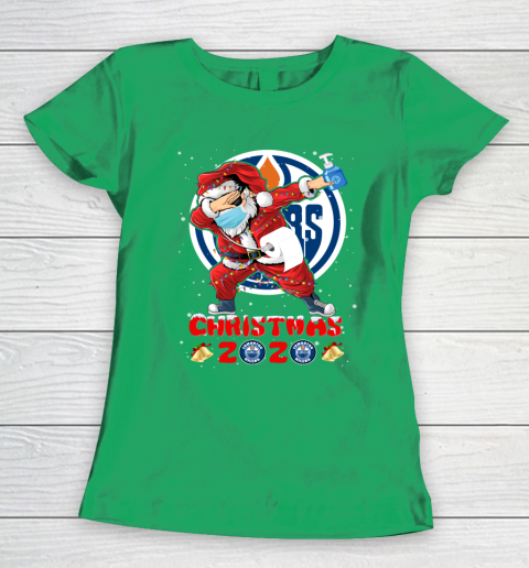 Edmonton Oilers Funny Santa Claus Dabbing Christmas 2020 NHL Women's T-Shirt 5