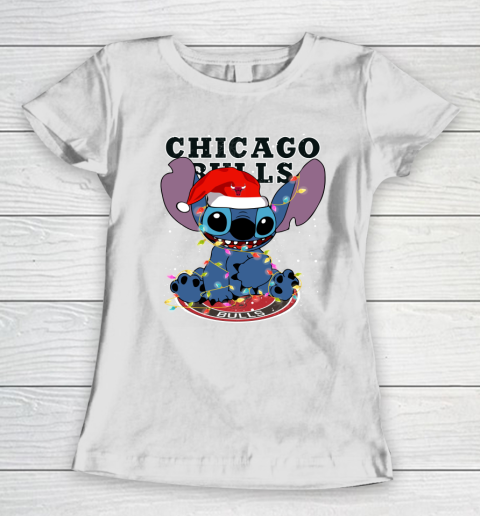 Chicago Bulls NBA noel stitch Basketball Christmas Women's T-Shirt