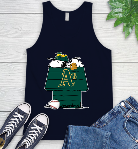 MLB Oakland Athletics Snoopy Woodstock The Peanuts Movie Baseball T Shirt Tank Top 3