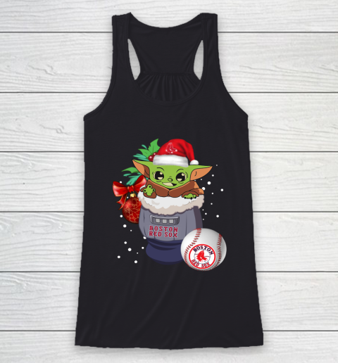 Boston Red Sox Christmas Baby Yoda Star Wars Funny Happy MLB Racerback Tank