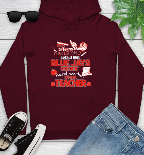 Toronto Blue Jays MLB I'm A Difference Making Student Caring Baseball Loving Kinda Teacher Youth Hoodie 7