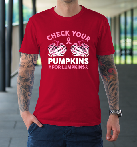 Check Your Pumpkins Breast Cancer Awareness Halloween T-Shirt 8