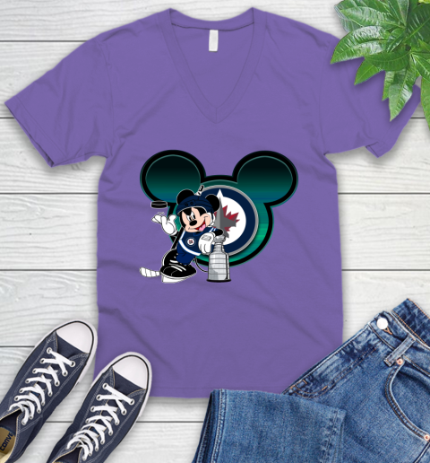 NHL Winnipeg Jets Stanley Cup Mickey Mouse Disney Hockey T Shirt V-Neck T-Shirt 10