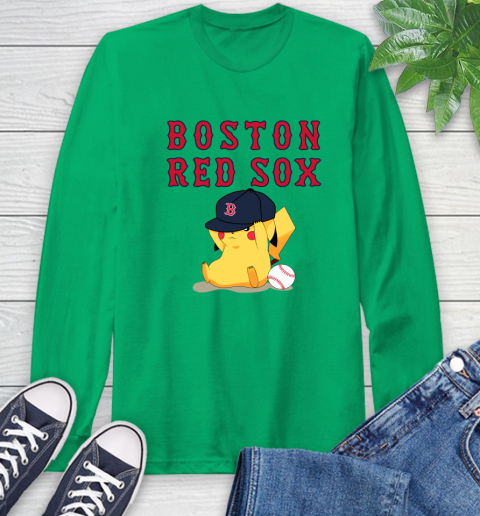 MLB Pikachu Baseball Sports Boston Red Sox Long Sleeve T-Shirt 7