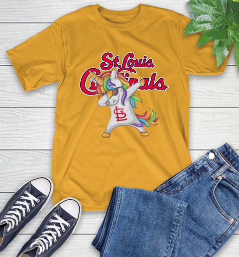 St.Louis Cardinals MLB Baseball Funny Unicorn Dabbing Sports T-Shirt 3