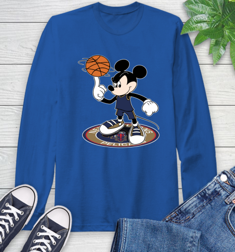NBA Basketball New Orleans Pelicans Cheerful Mickey Disney Shirt Long Sleeve T-Shirt 10