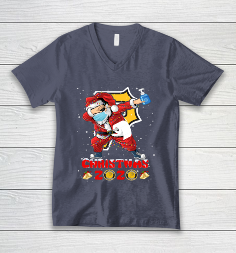 Pittsburgh Pirates Funny Santa Claus Dabbing Christmas 2020 MLB V-Neck T-Shirt 7
