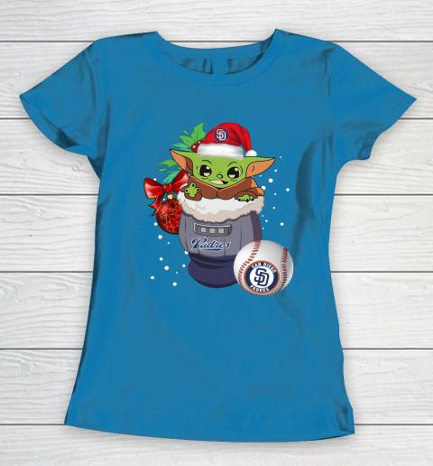 San Diego Padres Christmas Baby Yoda Star Wars Funny Happy MLB Women's T-Shirt 7
