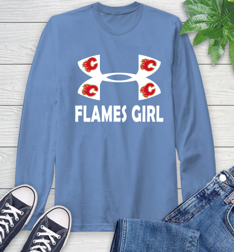 NHL Calgary Flames Girl Under Armour Hockey Sports Long Sleeve T-Shirt 12