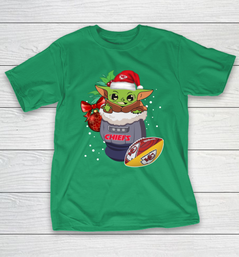 Kansas City Chiefs Christmas Baby Yoda Star Wars Funny Happy NFL T-Shirt