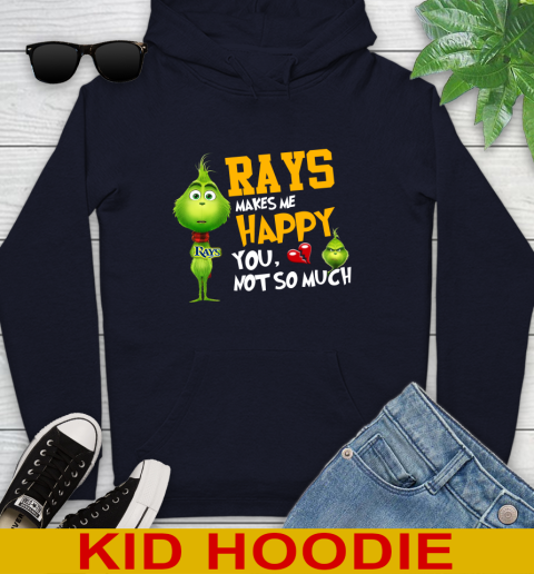 MLB Tampa Bay Rays Makes Me Happy You Not So Much Grinch Baseball Sports Youth Hoodie 3