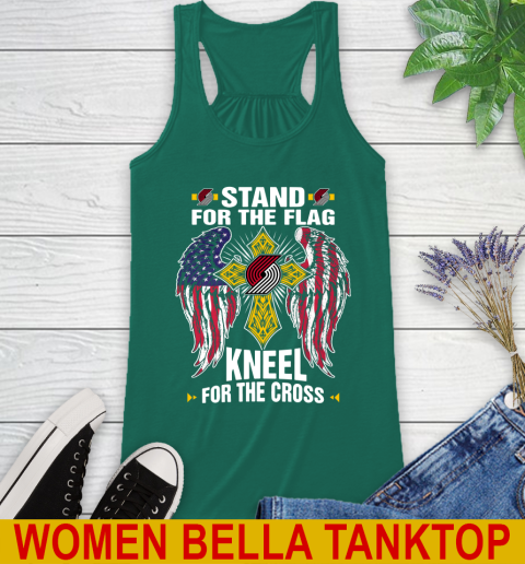 NBA Basketball Portland Trail Blazers Stand For Flag Kneel For The Cross Shirt Racerback Tank 5