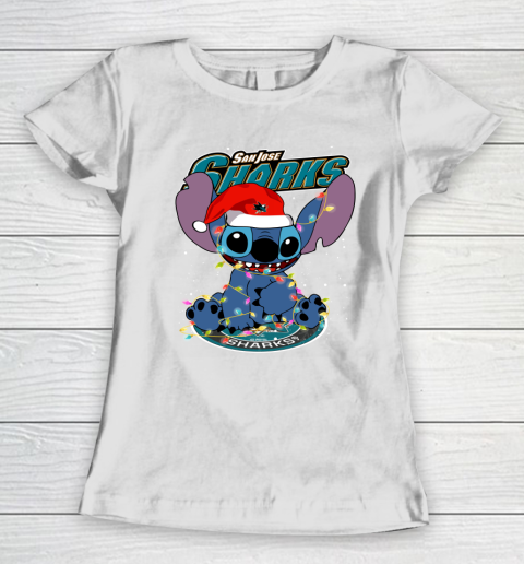 San Jose Sharks NHL Hockey noel stitch Christmas Women's T-Shirt
