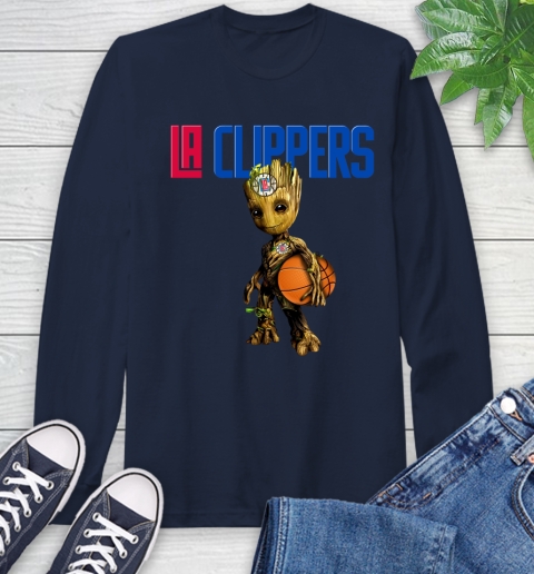 LA Clippers NBA Basketball Groot Marvel Guardians Of The Galaxy Long Sleeve T-Shirt 4