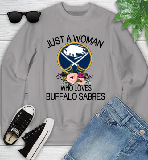 NHL Just A Woman Who Loves Buffalo Sabres Hockey Sports Youth Sweatshirt 2