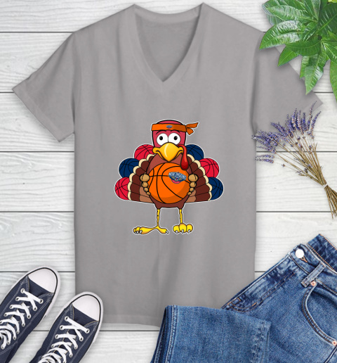 New Orleans Pelicans Turkey thanksgiving day Women's V-Neck T-Shirt 4