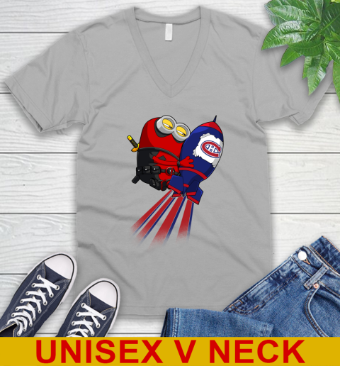 NHL Hockey Montreal Canadiens Deadpool Minion Marvel Shirt V-Neck T-Shirt 3
