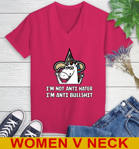 New Orleans Saints NFL Football Unicorn I'm Not Anti Hater I'm Anti Bullshit Women's V-Neck T-Shirt 10
