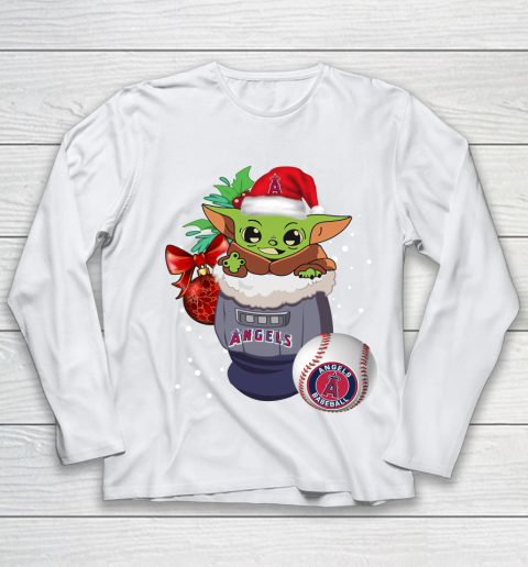 Los Angeles Angels Christmas Baby Yoda Star Wars Funny Happy MLB Youth Long Sleeve 2