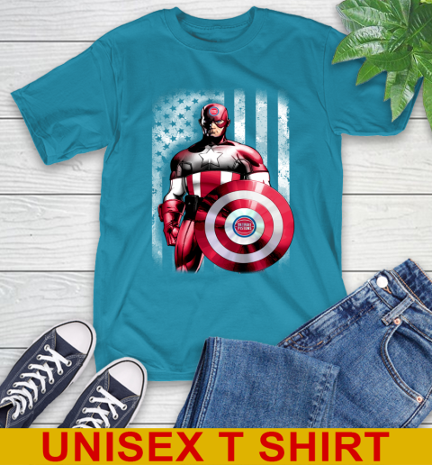 Detroit Pistons NBA Basketball Captain America Marvel Avengers American Flag Shirt T-Shirt 9