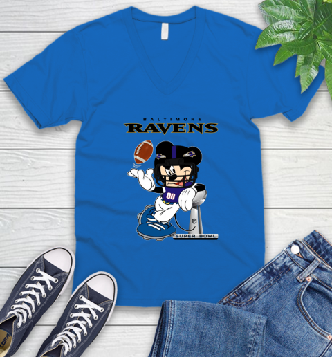 NFL Baltimore Ravens Mickey Mouse Disney Super Bowl Football T Shirt V-Neck T-Shirt 6