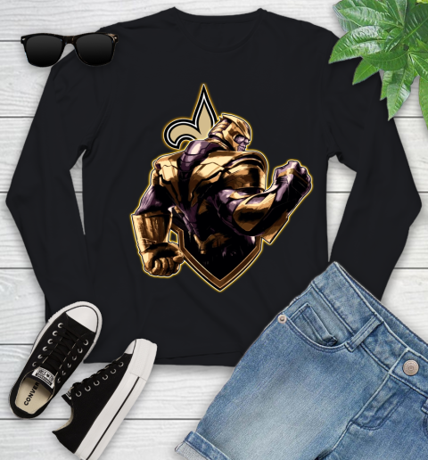NFL Thanos Avengers Endgame Football Sports New Orleans Saints Youth Long Sleeve 2