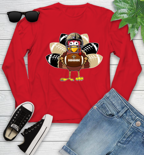 New Orleans Saints Turkey Thanksgiving Day Youth Long Sleeve 11