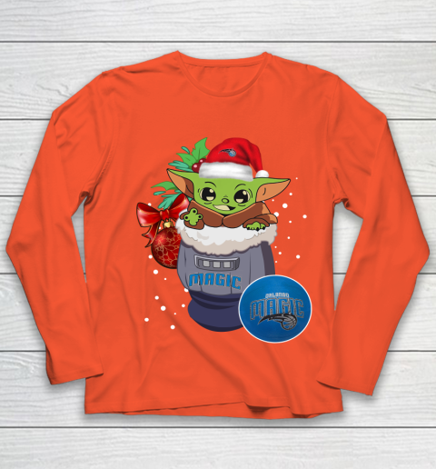 Orlando Magic Christmas Baby Yoda Star Wars Funny Happy NBA Youth Long Sleeve 4