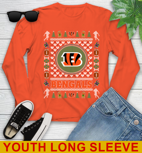 Cincinnati Bengals Merry Christmas NFL Football Loyal Fan Youth Long Sleeve 3