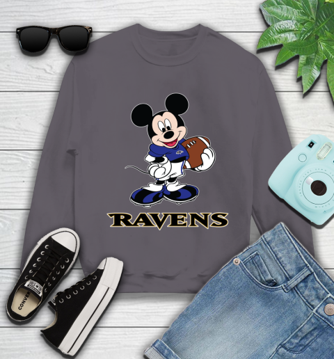 NFL Football Baltimore Ravens Cheerful Mickey Mouse Shirt Youth Sweatshirt 5