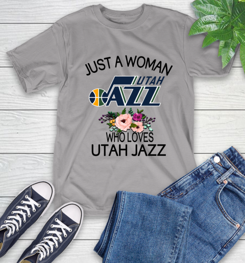 NBA Just A Woman Who Loves Utah Jazz Basketball Sports T-Shirt 4