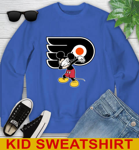 Philadelphia Flyers NHL Hockey Dabbing Mickey Disney Sports Youth Sweatshirt 7