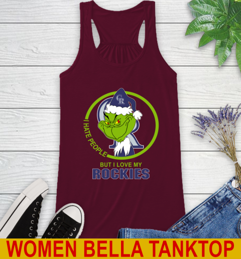 Colorado Rockies MLB Christmas Grinch I Hate People But I Love My Favorite Baseball Team Racerback Tank 3