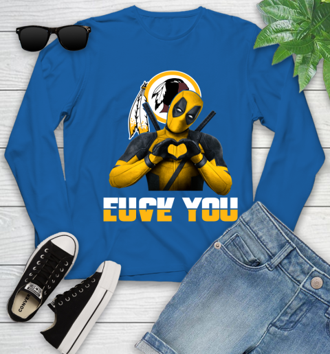 NHL Washington Redskins Deadpool Love You Fuck You Football Sports Youth Long Sleeve 10