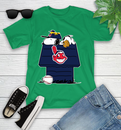 MLB Cleveland Indians Snoopy Woodstock The Peanuts Movie Baseball T Shirt Youth T-Shirt 6
