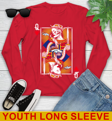 NFL Football Denver Broncos The Queen Of Hearts Card Shirt Youth Long Sleeve 11
